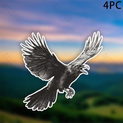 TEMU 4pcs Large 7.5inch Vinyl Decals - Self-adhesive, Waterproof, Polyvinyl Chloride Stickers For Car, Laptop, Window, Bumper - Creepy Flying Design For Glass & Metal Surfaces Image