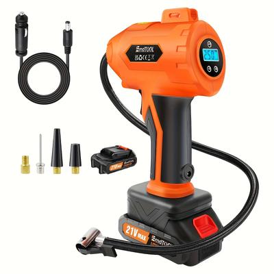 TEMU Cordless Tyre Inflator Air Compressor, Rechargeable 21v 1500mah Car Tyre Inflator Car Tyre Pump, 180 Psi Portable Handheld Air Pump, For Cars Motorcycles Image