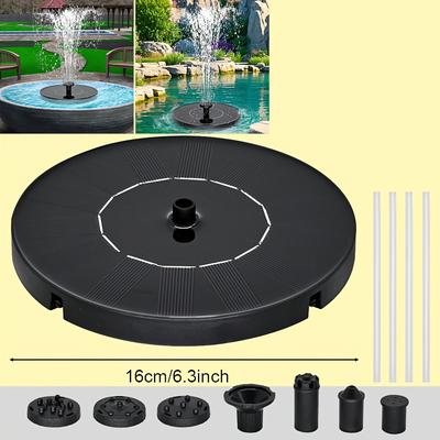 TEMU Solar Fountain Pump For Bird Bath, Ipx8, Upgraded Mini Solar Fountain With 6 Nozzles And Mounting Pole, 1.4w Solar Panel Kit For Garden, Pond, Pool, And Outdoor Use