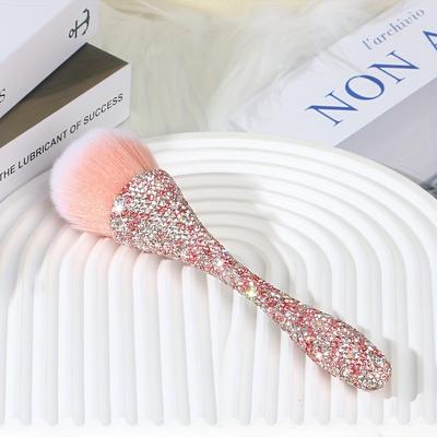 TEMU Luxury Diamond-encrusted Makeup Brush - Nylon Bristles, Perfect Powder Makeup Effect, Fragrance-free, Suitable For Types Image