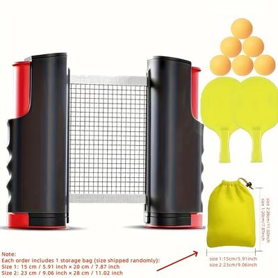 TEMU 1 Portable Table Tennis Training Set, Including A Retractable Net, 2 Paddles, 6 Table Tennis Balls, And Drawstring Storage Bag, Suitable For Indoor And Outdoor Table Tennis Training, Parties