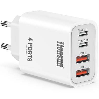 TEMU [2a2c] 4-in-1 Charger, 4 Port Usb, Usb A+c Fast And For Iphone, Type C Adapter For Iphone 16 15 14 11 Pro Xs Xr 8 7 6s Plus Mini Se, For Ipad, For Galaxy And More Image