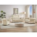 Divano 3 posti, 2 posti e poltrona in Velluto Beige - CHESTERFIELD