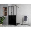 Parete per doccia walk-in 100 x 200 cm Nero opaco Stile atelier - URBANIK