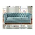 Divano CHESTERFIELD 3 posti in velluto Azzurro pastello