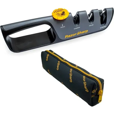 Knife Sharpener With Adjustable Angle Guide — Diamond-Coated Ceramic Sharpening Stones for All