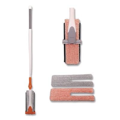 TidyUps 4-in-1 Squeegee Mop, 4.5 x 14.5 Orange/Gray Microfiber Heads, 53" White/Orange Polyamide/Polyester Handle (CH7TU68166) Each Mop Heads and Fram