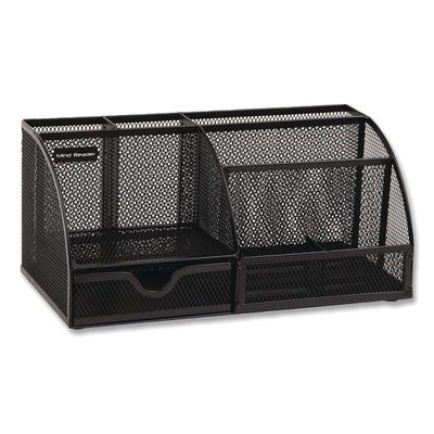 Mind Reader 7-Compartment Metal Desk Organizer, 11 x 5.5 x 5, Black Metal Mesh (EMSJOEORGBLK) Each Desktop and Drawer Organizers