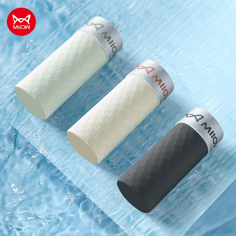 MiiOW 3Pcs Eis Seide Männer Boxershorts 7A Antibakterielle männer Unterwäsche Atmungsaktive Kleine Mesh Herren Unterhose Mann Höschen boxer Image