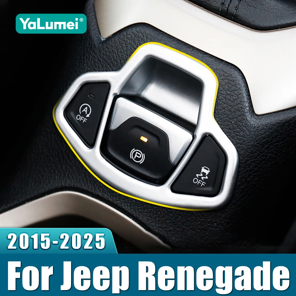 Für Jeep Renegade BU 2015 2016 2017 2018 2019 2020 2021 2022 2023 2024 2025 ABS Auto Handbremse Taste Panel Trim Abdeckung Aufkleber Image