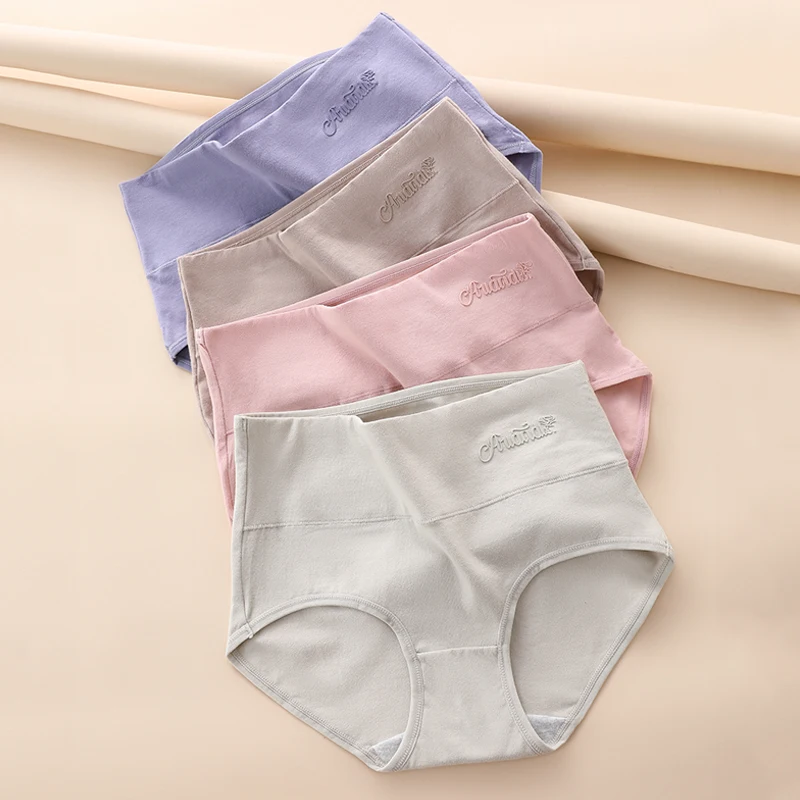 Plus Größe 4Pcs frauen Höschen Baumwolle Hohe Taille Unterwäsche Weibliche Dessous Atmungsaktive Briefs Grils Unterhose Sexy Damen Panty Image