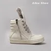 Ricks Designer Herren Ankle Boot Casual High Top Damen Sneaker Weißes Leder Geobasket Flache Luxus Jumbo Schnürsenkel Owens Flacher Schuh