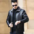 Männer Pelz Eine Casual Verdickte Motorrad Jacke Herren Mode Leder Jacke Männlich Plus Kaschmir Schafe Leder Jacke Kurzen Mantel