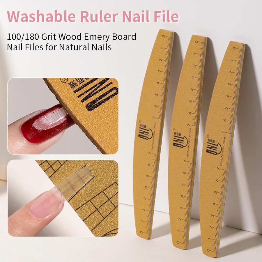 2/4/5/10 stücke Nagel Datei Set Mit Skala Nail art doppelseitige 180/240 körnung Nagel Datei Schleifen Schleifen Puffer Polieren Maniküre Werkzeug Image