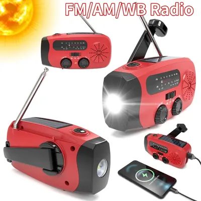 FM/AM/WB Radio Multifunktionale FM Radio Outdoor Notfall Handkurbel Generator Solar Handy Lade Beleuchtung Tisch Lampe