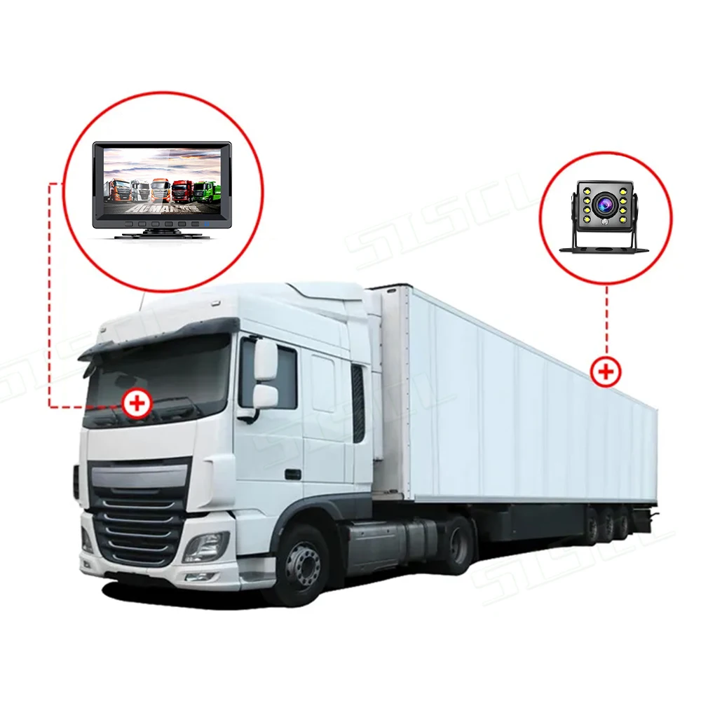 7'' kabelloses AHD-Rückfahrkamera-Monitorsystem für LKWs/Busse – BSD-Alarm, IP68, wasserdichter Nachtsicht-DVR-Recorder mit Rückfahrkamera ﻿ Image