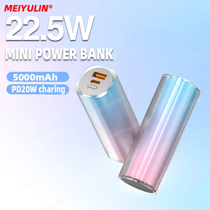 5000 mAh tragbare Mini-Powerbank PD 20 W Schnellladegerät 22,5 W USB C Externer Hilfsakku Powerbank für iPhone Samsung Xiaomi Image