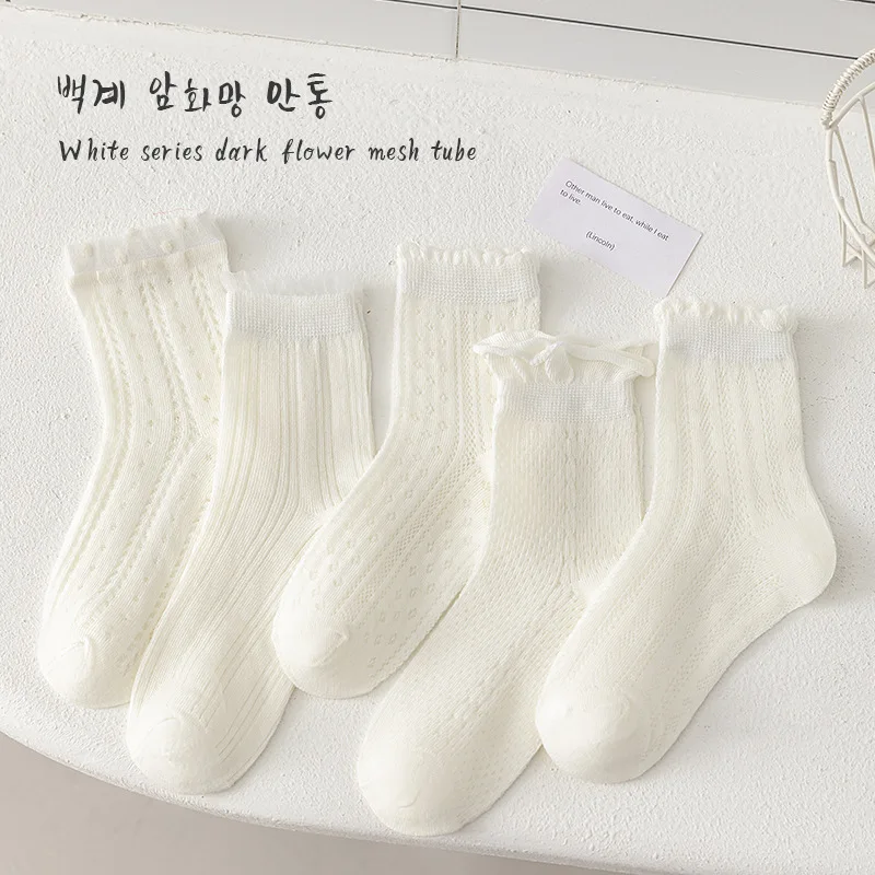 5 Paare/los Sommer Kinder Mädchen Mesh Socken Baumwolle Kleinkind Kinder Mädchen Socken Für 1-12Y Mädchen Ins Dünne Atmungsaktive babys Mädchen Socke Image