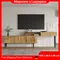 Meuble TV moderne Lazyspace avec marbre et grain de bois, meuble TV avec pieds en fer, meuble TV en