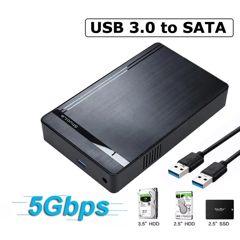 Boîtier de disque dur 3.5/2.5 pouces SATA vers USB 3.0, boîtier de disque dur externe, adaptateur haute vitesse pour PC portable, boîtier de disque dur