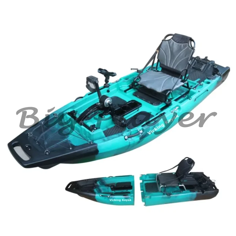 2025 Nuovo kayak modulare kayak da pesca con pedale da 9,5 piedi, ultraleggero, plastica elettrica con pagaia a pedale