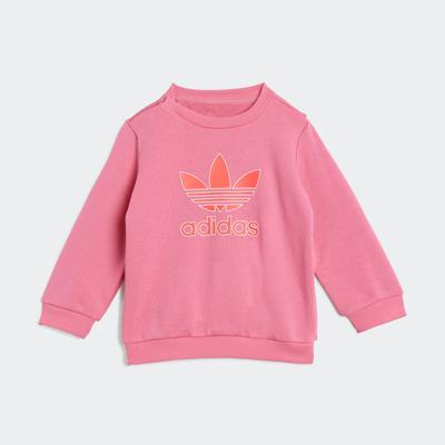 Trainingsanzug ADIDAS ORIGINALS "CREW SET", Kinder, Gr. 80, pink fusion, lucid rot, Obermaterial: 70% Baumwolle, 30% Polyester, sportlich, Sportanzüge Image