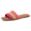 Pantolette TAMARIS, Damen, Gr. 38, rot (fuchsia, beige), Bast, modisch, Schuhe, Blockabsatz, Sommerschuh, Strandschuh, zweifarbige Bast-Umrandung