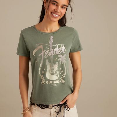 Lucky Brand Fender Guitar Palms Classic Crew in Laurel Wreath, Size XS