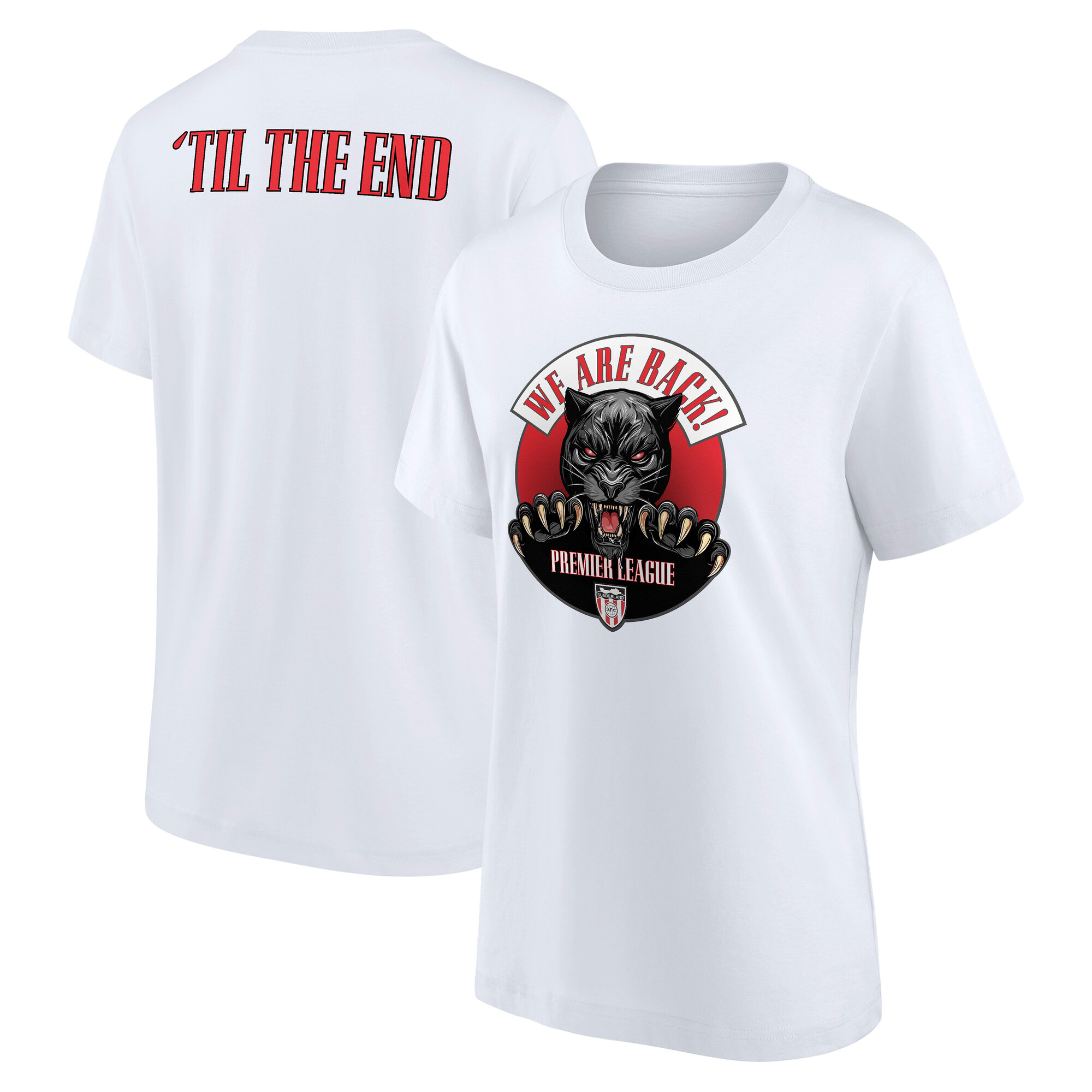 T-Shirt „Sunderland Play-Off-Gewinner – Wir sind zurück“ – Weiß – Damen Image