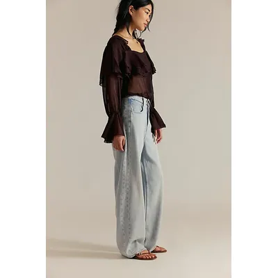We The Free Truro Baggy Puddle Jeans at Free People in Beach Please, Size: 33