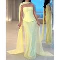 Abito Sirena Tromba Abito di alta moda Abito da sera Abito corsetto Formale Abito semi-formale Matrimonio Lunghezza al pavimento Senza maniche Senza spalline Chiffon Scarf con gonna con paillettes