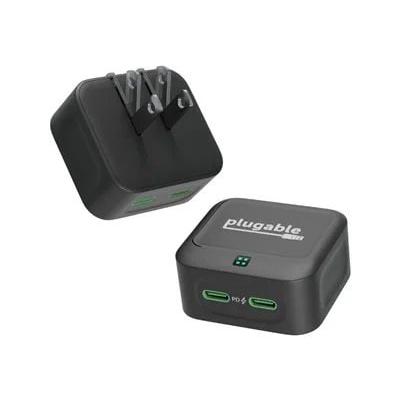 Plugable Dual USB-C Wall Charger, 40W Foldable 2-Port Flat USB C Fast Charger Block