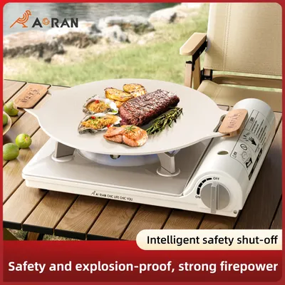 AORAN Camping Gas Stove, Thin Cassette Stove with Storage Box and Wind Shield, Portable Stove for Outdoor and Indoor Use