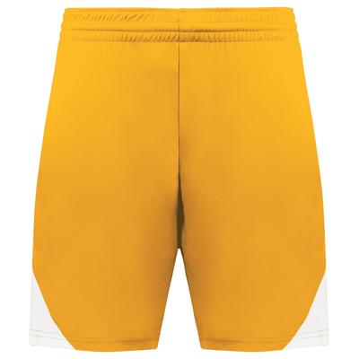 Augusta Sportswear 1736 Step-Back Modern Fit Basketball Shorts in Gold/White size 2XL | Polyester