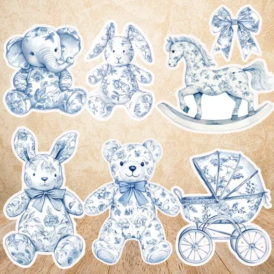 Kt Foam Board Pink Watercolor Baby Shower Blue Toile Cut Outs Cardboard Cutouts Baby Birthday Party Decor Backdrop Stand Up Prop