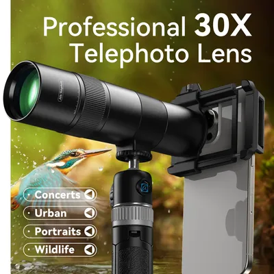 APEXEL 30x Ultra Telephoto Lens Monocular Universal Phone Professional Telescope with Tripod for Travel Camping Bird-watching