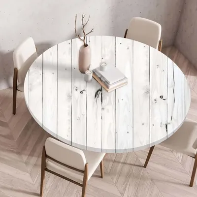 60/80/100/120/140cm Wooden Textured Table Cover Printed Round Tablecloth Elasticized Table Cover Waterproof Protection Cloth