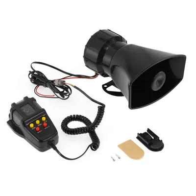 Car Warning Alarm Emergency Amplifier Loud Car Horn Police Siren Air Horn Megaphone Tone Mic PA System Hooter Speakers 12V 100W