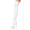 Weiße Plattform-elastische Stiefel über dem Knie, hoher dünner hoher Absatz, modisch, sexy, 2022, Sommer, lässig, große Damenschuhe, Zapatillas Mujer