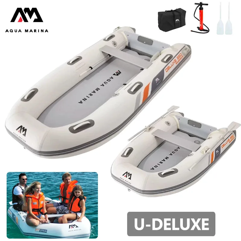 AQUA MARINA Schlauchboot 3-5 Personen Schnellboot Wassersport U-förmiges Ruderboot PVC Yacht Fischerboot mit Paddel U-DELUXE Image