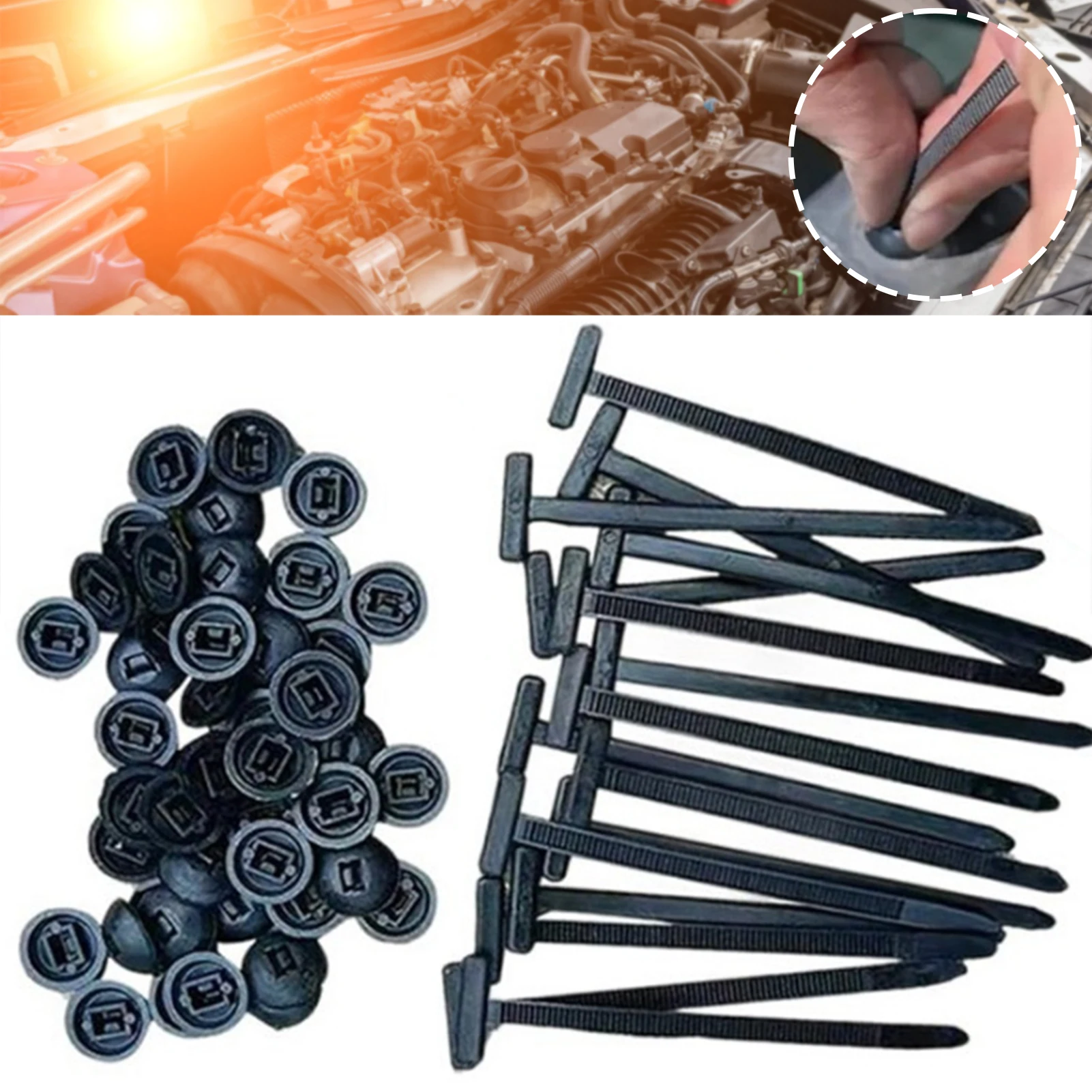 Universal-Kabelbinder aus Nylon, robust, selbstsichernd, Kabelbinderhalter, Mehrzweck-Kabelbinder für die Autoreparatur Image