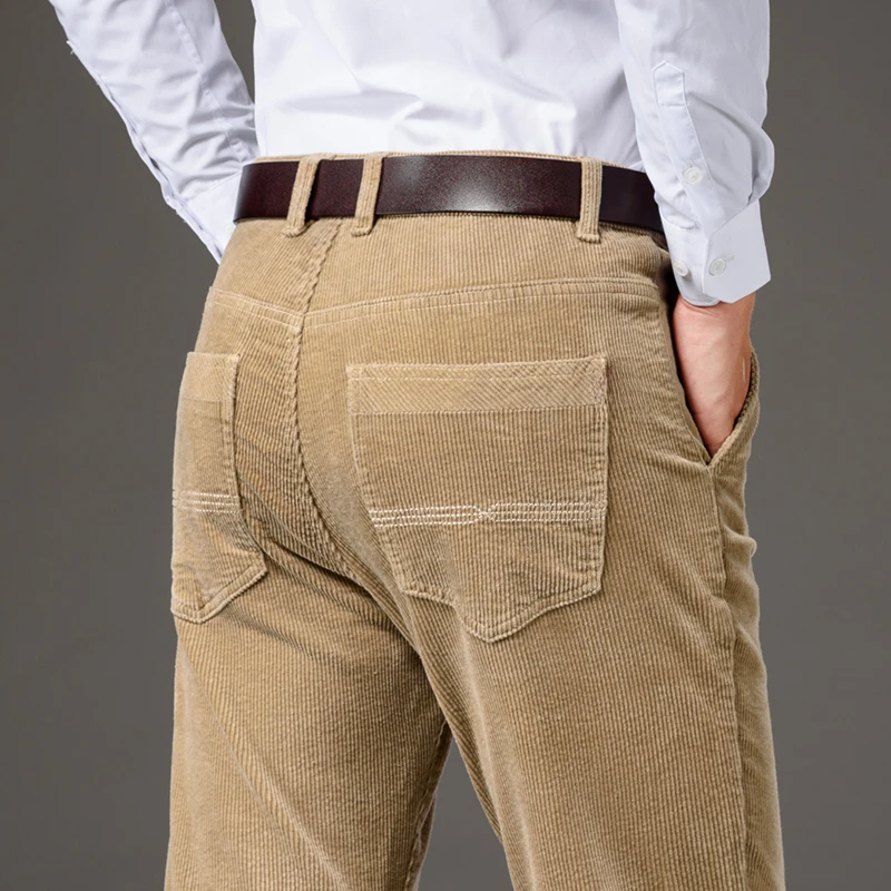 Cord Herren Business Casual Hosen Mode bequeme Khaki schlanke gerade Hose klassische männliche Marke Kleidung Hosen Image