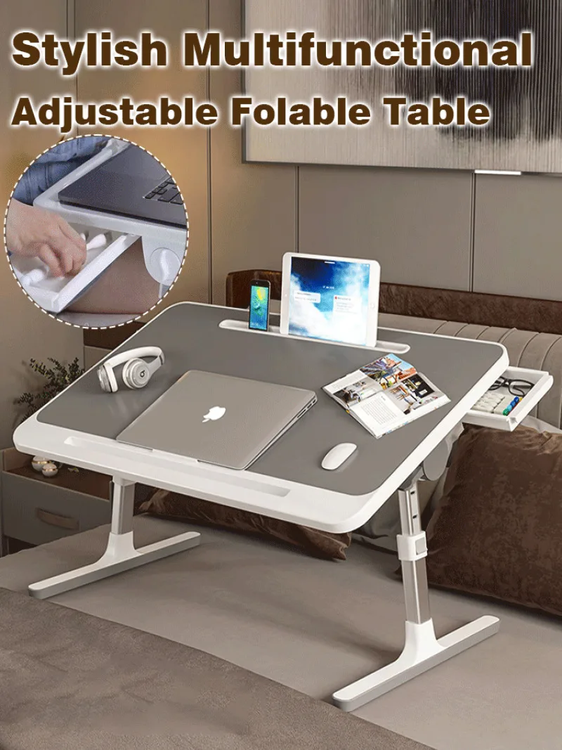 Tragbarer, zusammenklappbarer Computertisch, Studentenwohnheim-Bett-Schreibtisch, tragbarer, ergonomischer Kuckschreibtisch aus Kork, höhenverstellbarer, klappbarer Tisch