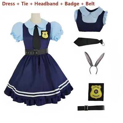 Judy Hopps Cosplay Kleid Zootopia Bunny Kostüm für Frauen Karneval Party Outfit Polizei Kaninchen Image