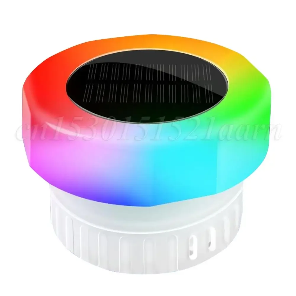 Solar betriebener Chlor tabletten schwimmer mit buntem, leicht schwimmendem Chlorsp ender ip68 wasserdicht für bis zu 3-Zoll-Tabletten Image