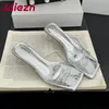 Mode Transparent Heels Hausschuhe Schuhe Für Frauen Schuhe Karree Damen Medium Heels Hausschuhe