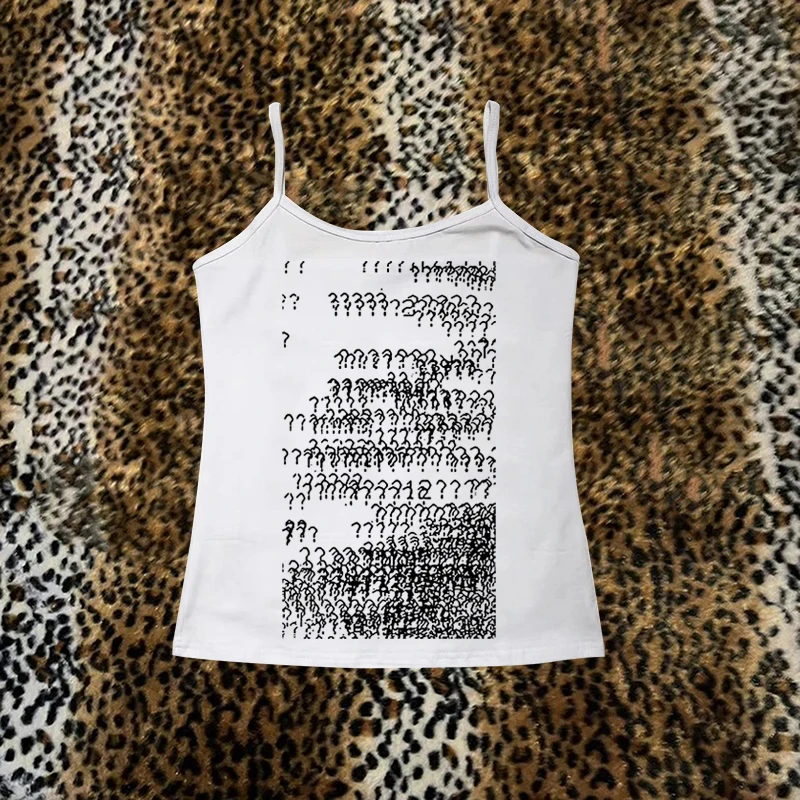 2000er Grunge Punk Hip Hop Y2K Damen T-Shirt Mode bedrucktes Top Gothic Harajuku Emo Mädchen Kurzarm Sexy Slim Chic Tank Image