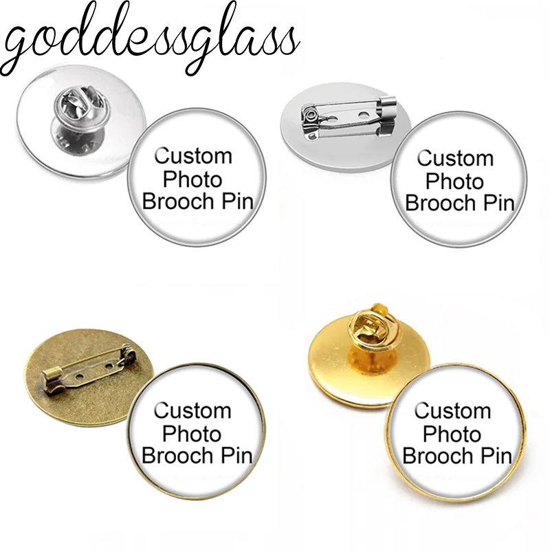 Personalisiertes Foto, individuelle Bilder, Broschen für Männer und Frauen, Glas-Cabochon, versilbert/Bronze/vergoldet, Rucksack-Anstecknadel Image