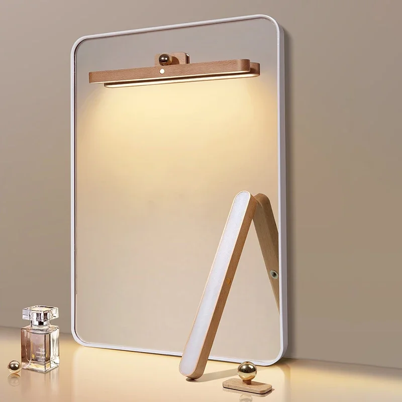 LED Nachtlicht Holz Spiegel Front Fülllicht Tragbare Wiederaufladbare Magnetische Wand Lampe Für Touch schalter Schlafzimmer Nachttisch Lampen