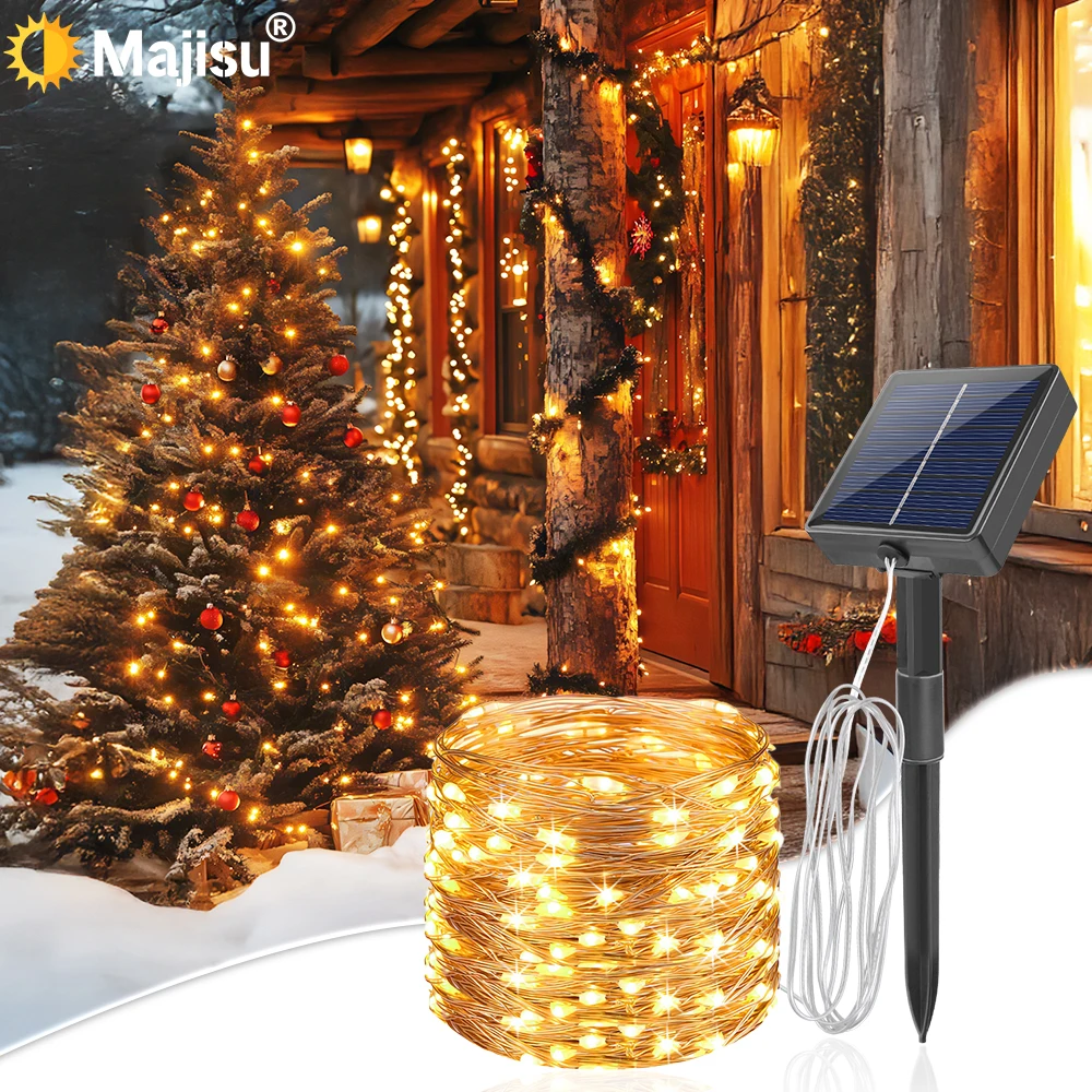 1 STÜCK Majisu 300/200/100/50 LED-Solar-Lichterkette für den Außenbereich, 8 Modi Solar-Lichterkette für Garten, Hof, Party, Hochzeit, Dekoration